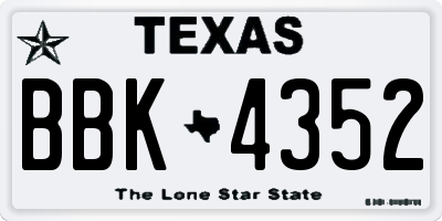TX license plate BBK4352