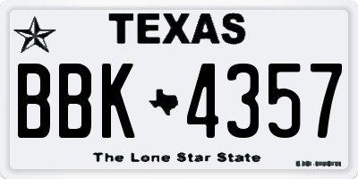 TX license plate BBK4357