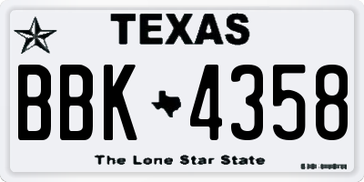 TX license plate BBK4358