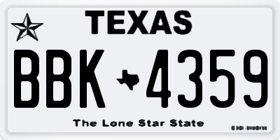 TX license plate BBK4359