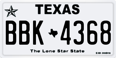 TX license plate BBK4368