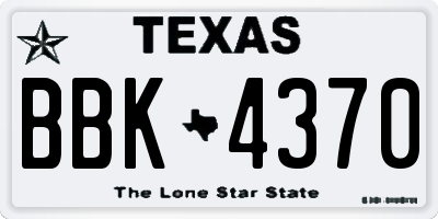 TX license plate BBK4370