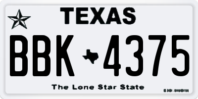 TX license plate BBK4375