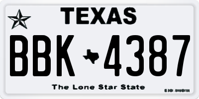 TX license plate BBK4387