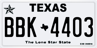 TX license plate BBK4403
