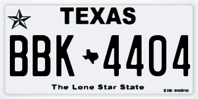 TX license plate BBK4404