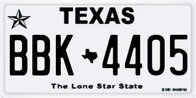 TX license plate BBK4405