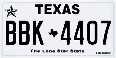 TX license plate BBK4407