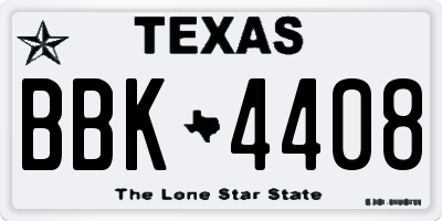 TX license plate BBK4408