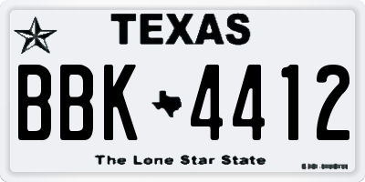 TX license plate BBK4412