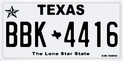 TX license plate BBK4416