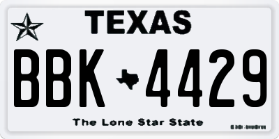TX license plate BBK4429