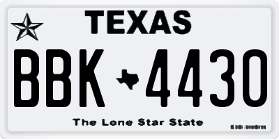 TX license plate BBK4430