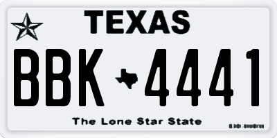 TX license plate BBK4441
