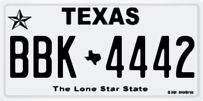 TX license plate BBK4442