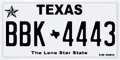 TX license plate BBK4443