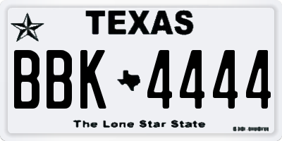 TX license plate BBK4444