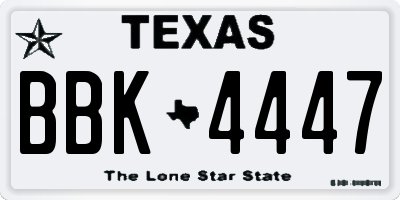 TX license plate BBK4447