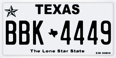 TX license plate BBK4449