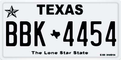 TX license plate BBK4454