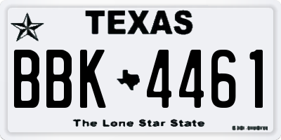 TX license plate BBK4461