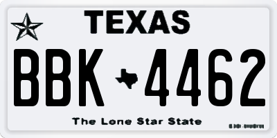 TX license plate BBK4462