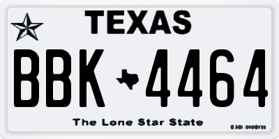 TX license plate BBK4464