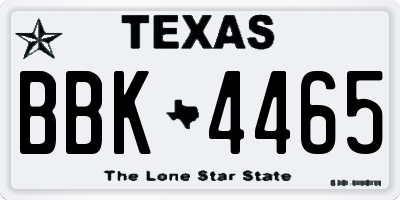 TX license plate BBK4465