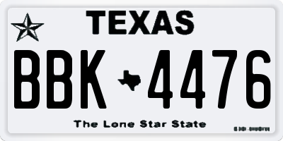 TX license plate BBK4476