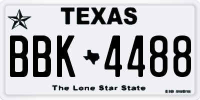 TX license plate BBK4488