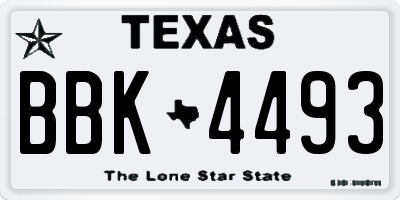 TX license plate BBK4493