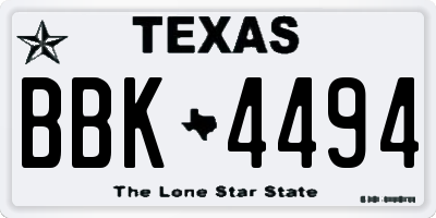 TX license plate BBK4494