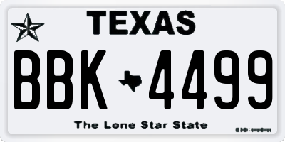 TX license plate BBK4499