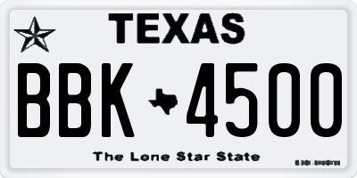 TX license plate BBK4500