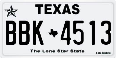 TX license plate BBK4513