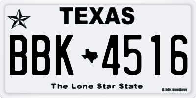TX license plate BBK4516
