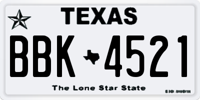TX license plate BBK4521
