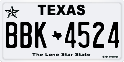 TX license plate BBK4524