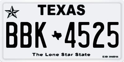 TX license plate BBK4525