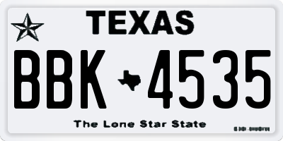 TX license plate BBK4535