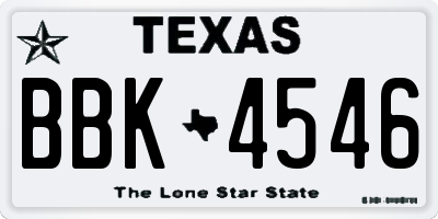 TX license plate BBK4546