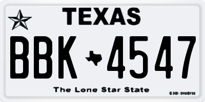 TX license plate BBK4547
