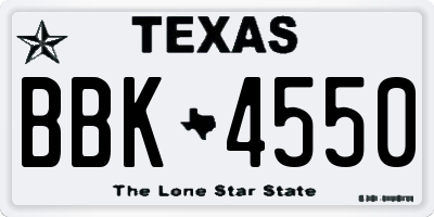 TX license plate BBK4550