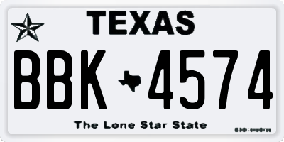 TX license plate BBK4574
