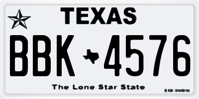 TX license plate BBK4576