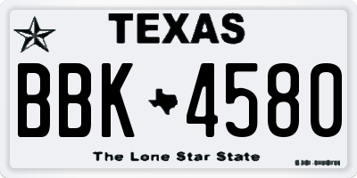 TX license plate BBK4580