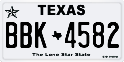 TX license plate BBK4582