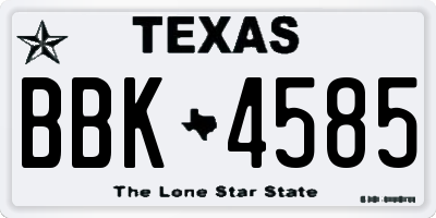 TX license plate BBK4585