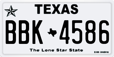 TX license plate BBK4586