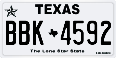 TX license plate BBK4592